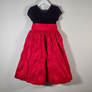 Cinderella Girl's Dress 5 Red Black Velvet Bubble Hem Holiday Party Formal